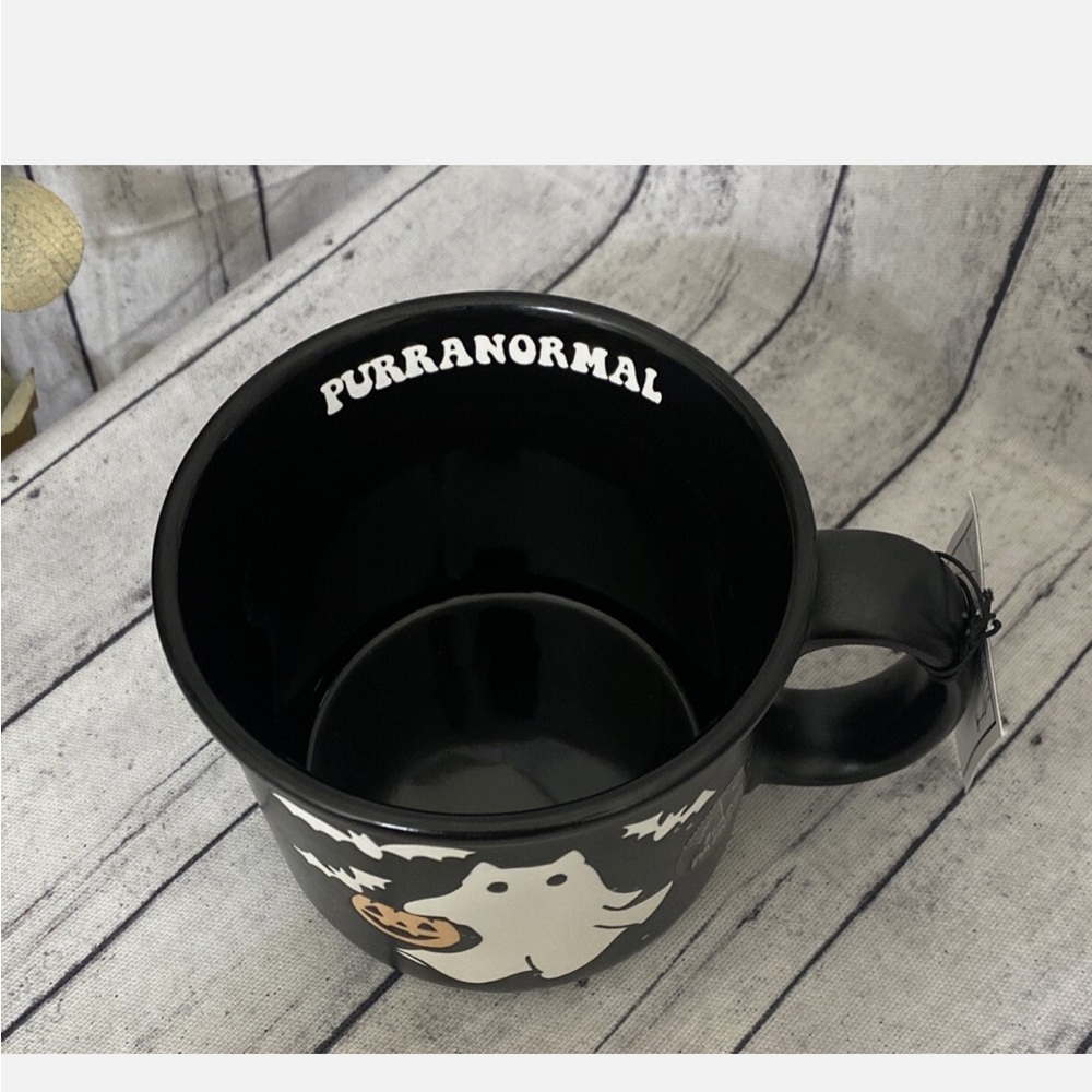 Purranormal Spooky Ghost Cat Black Ceramic Fall Halloween Mug - Picture 6 of 9